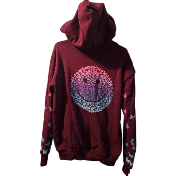 Lauren Moshi Harmony Ombre Butterfly Happyface hoodie - Picture 9 of 14